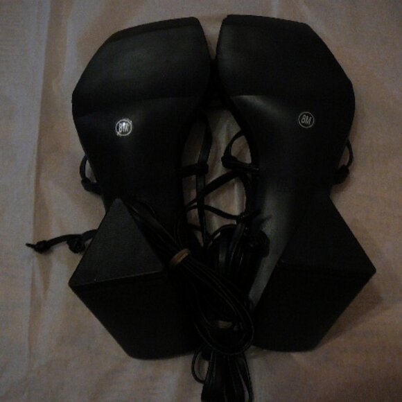 BAR III Womens Black Wrapping Ankle Tie Auroraa 4" Heel Thong Sandals-8M - Picture 5 of 12